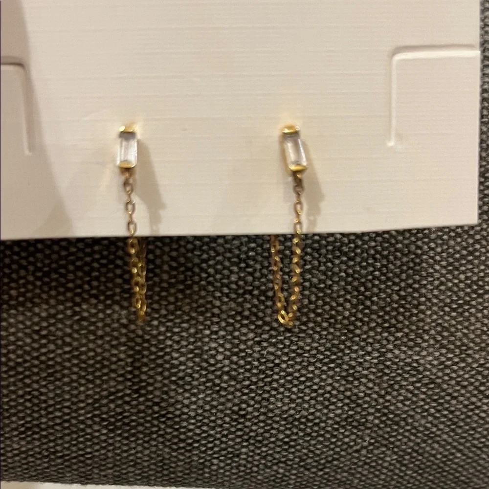 Crystal Chain Huggie Earrings - Picture 1 of 6